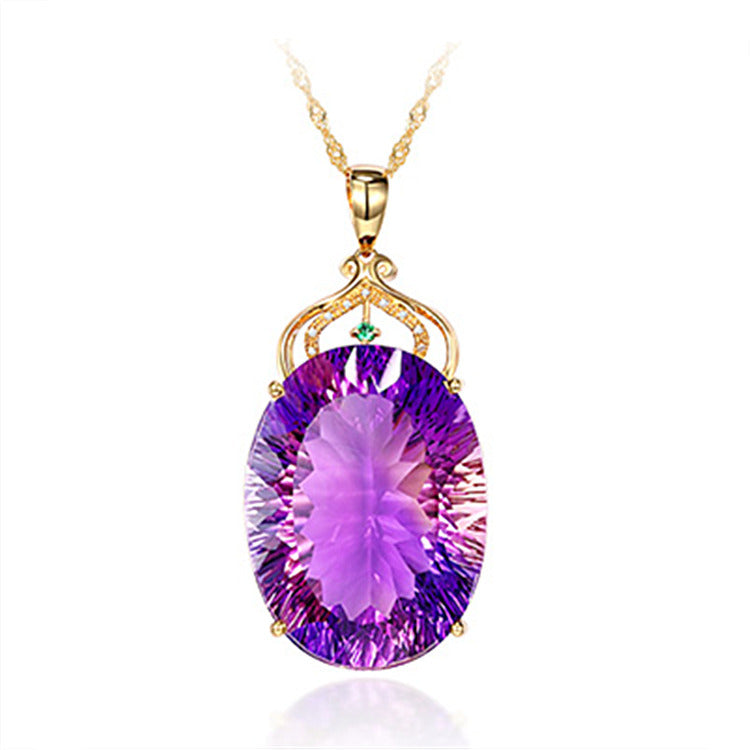 Women's Korean Style Gold-plated Inlaid Amethyst Cutting Pendants