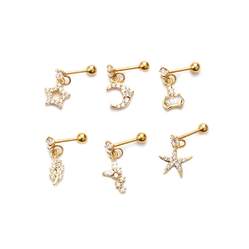 Stainless Steel Screw Ear Bone Piercing Stud Earrings