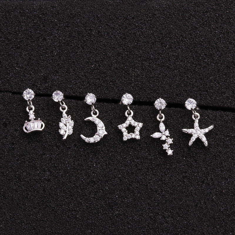 Stainless Steel Screw Ear Bone Piercing Stud Earrings