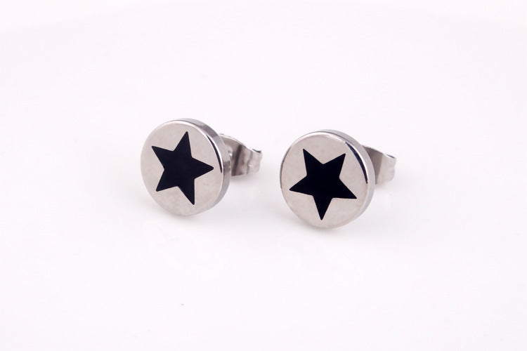 Men's Korean Fashion Pentagram Titanium Steel For Earrings