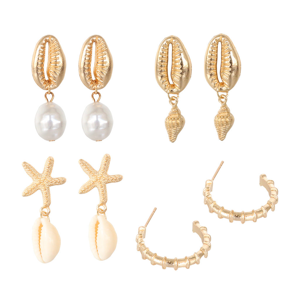 Bohemian Natural Shell Irregular Pearl Conch Earrings