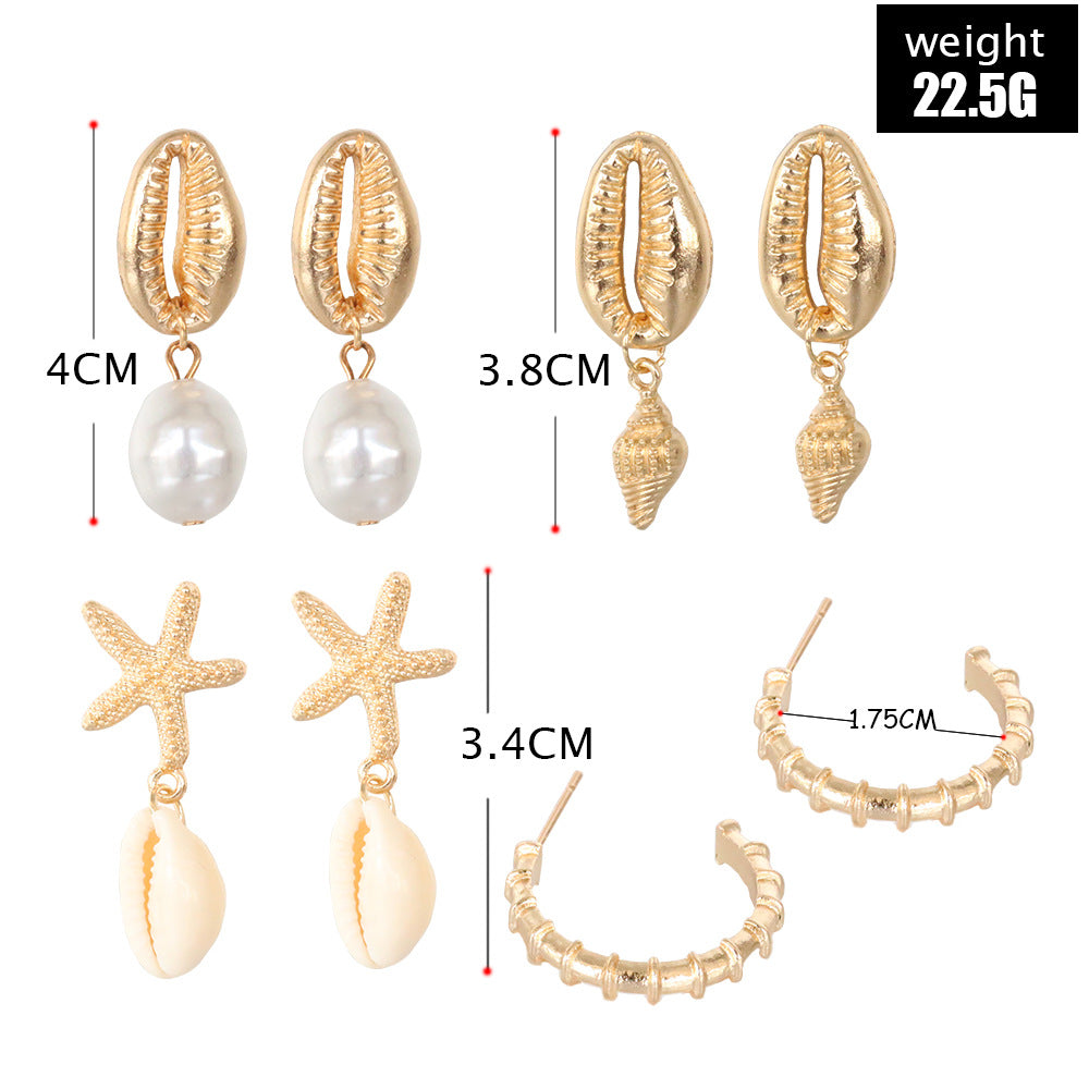Bohemian Natural Shell Irregular Pearl Conch Earrings