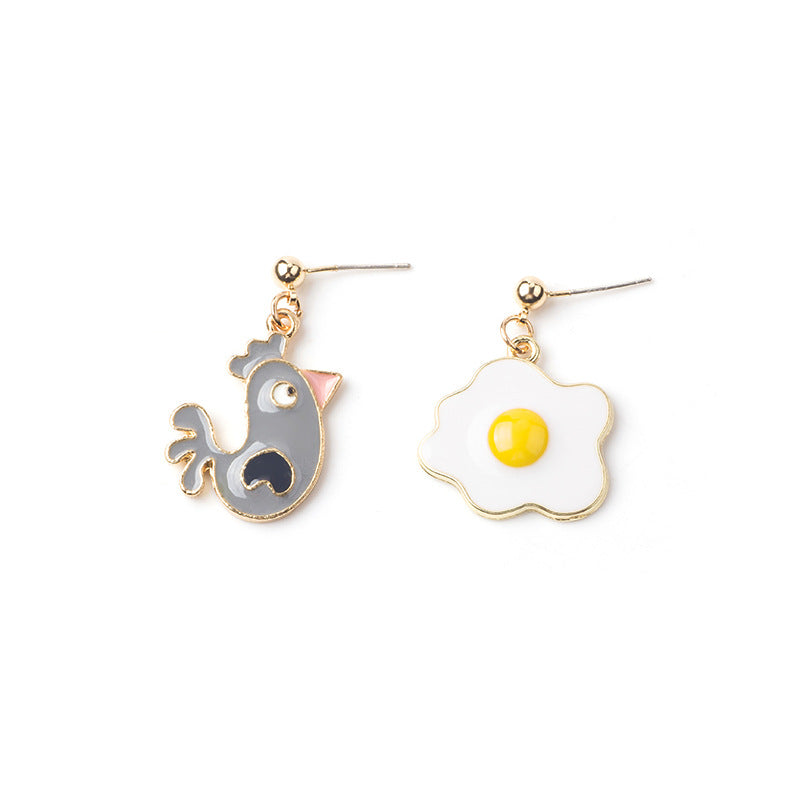 Needle Asymmetric Ya Fried Egg Donut Unicorn Earrings