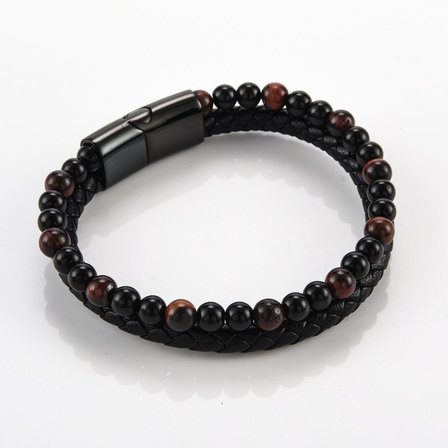 Men's High Quality Natural Red Tigereye Leather Bracelets