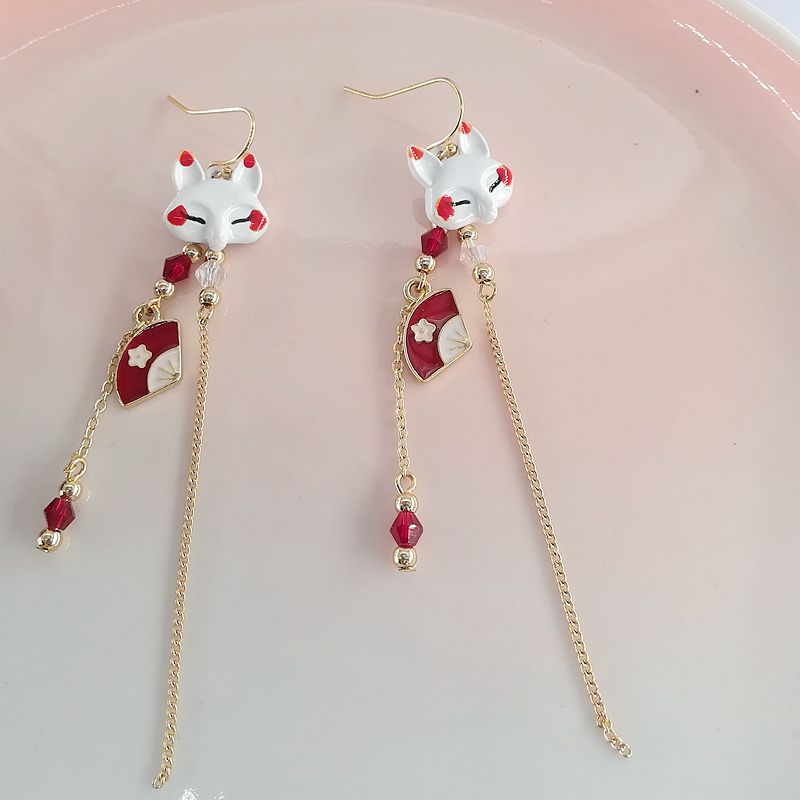 Antique Traditional Han Clothing Wind Elements Fox Long Earrings