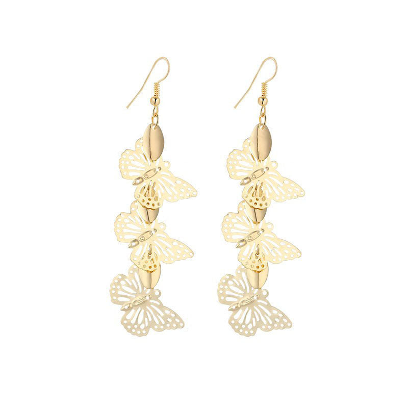 Women's Pretty Butterfly Tassel Source Ornament Earrings