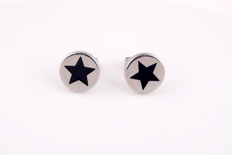 Men's Korean Fashion Pentagram Titanium Steel For Earrings