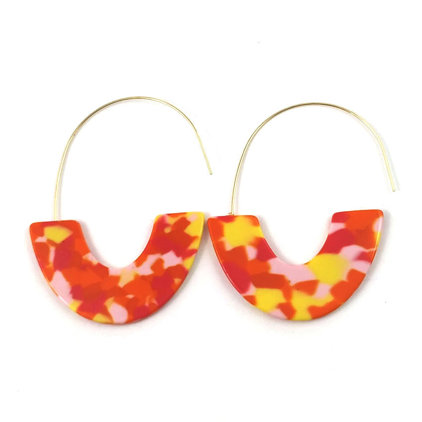 Women's Leopard Print Acetate Acrylic Plate U-shaped Earrings
