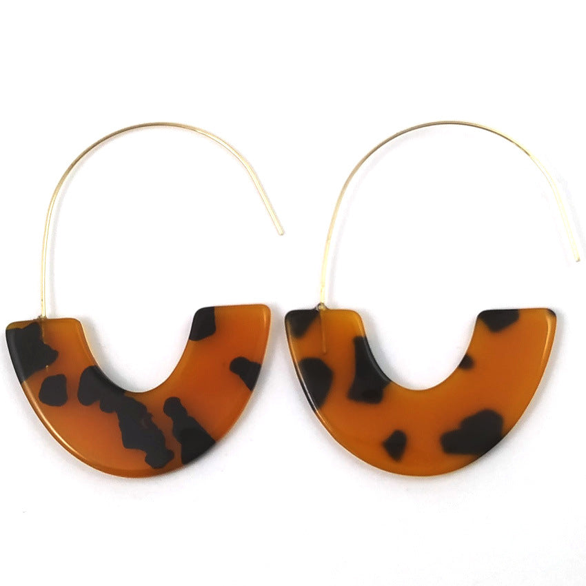 Women's Leopard Print Acetate Acrylic Plate U-shaped Earrings