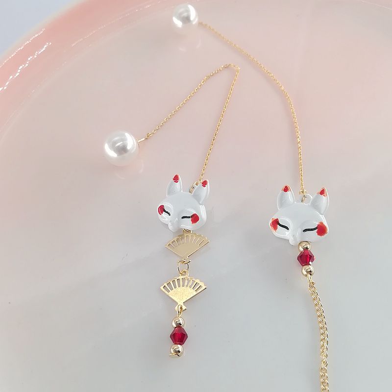Antique Traditional Han Clothing Wind Elements Fox Long Earrings