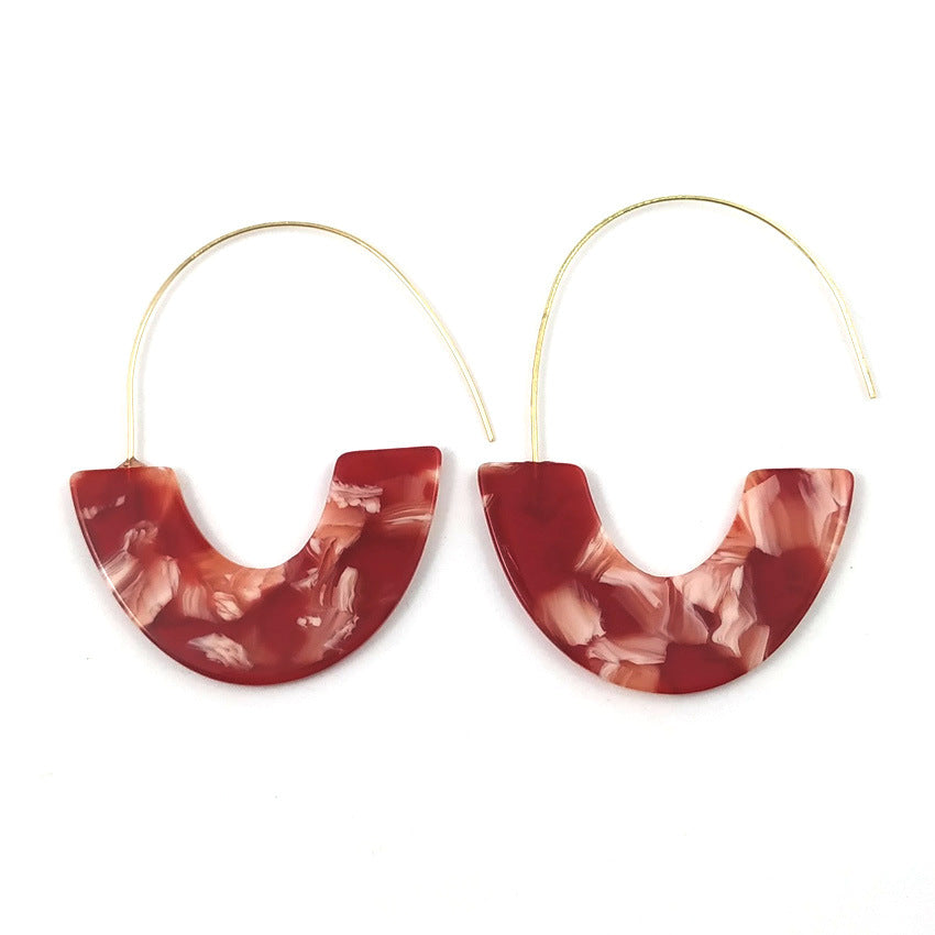 Women's Leopard Print Acetate Acrylic Plate U-shaped Earrings