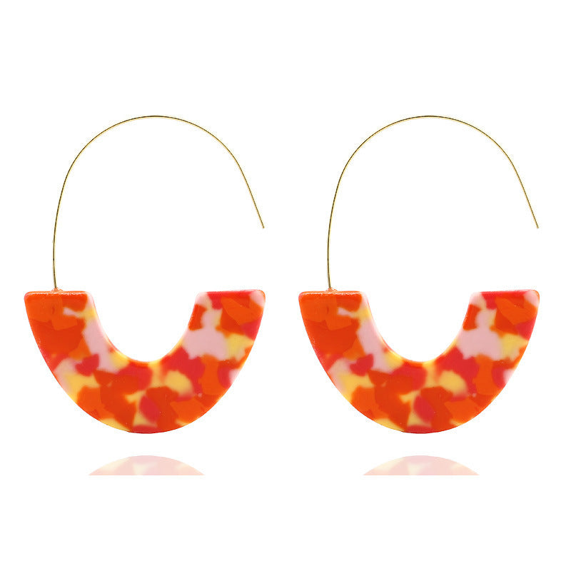 Women's Leopard Print Acetate Acrylic Plate U-shaped Earrings