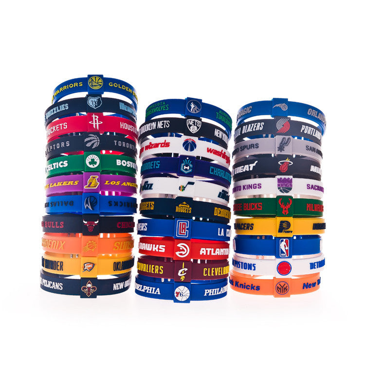 Sports Silicone Wrist Band Lakers Warriors Rockets Raptors Nets Bracelets