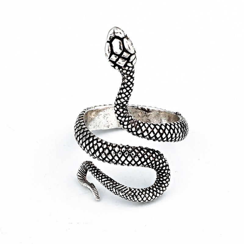 Sier-plated Paint Snake Unisex Retro Source Rings