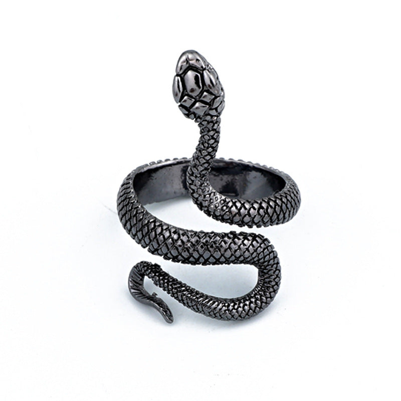 Sier-plated Paint Snake Unisex Retro Source Rings