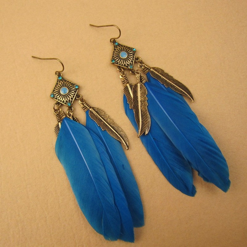 Women's Feather Leaf Creative Vintage Eardrops Earrings
