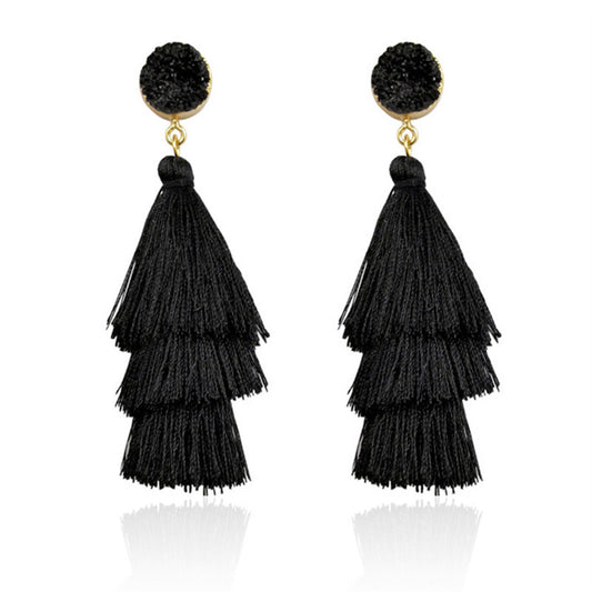 Hand-woven Long Tassel Female Temperament Personalized Earrings