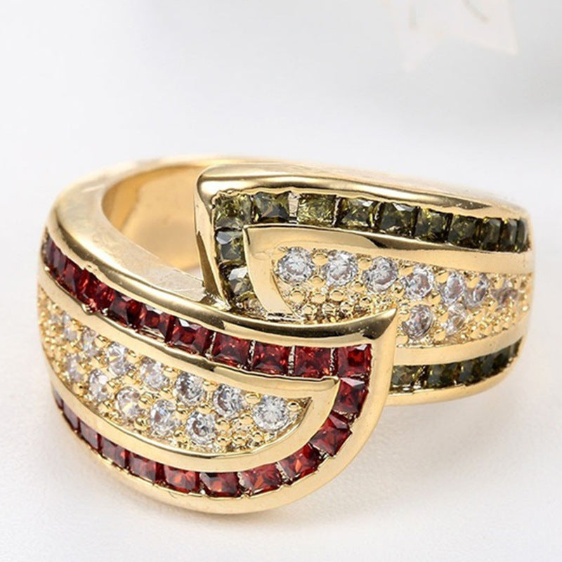 Olivine Garnet White Topaz Gemstone Popular Ring