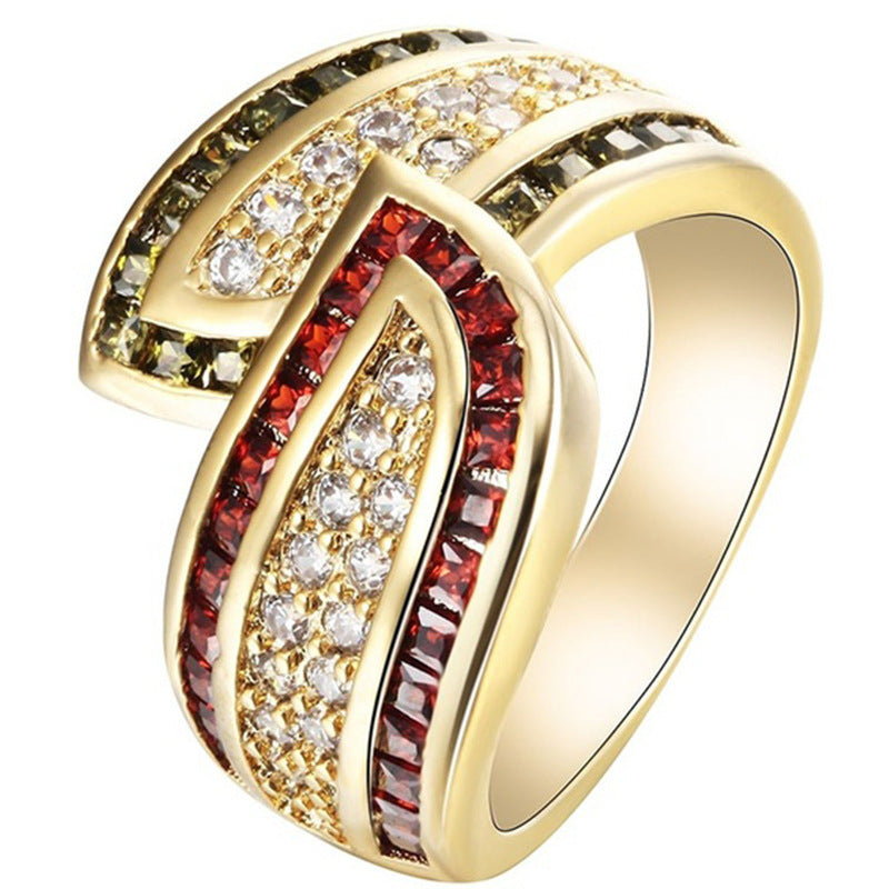 Olivine Garnet White Topaz Gemstone Popular Ring