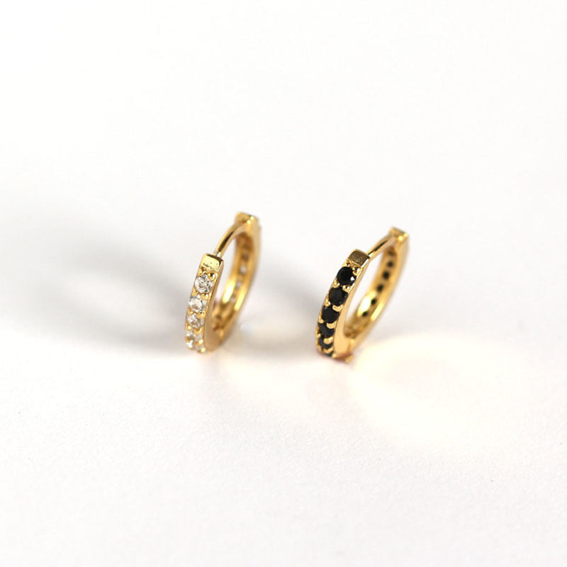 Sier Round Micro Inlaid Zircon Ear Earrings