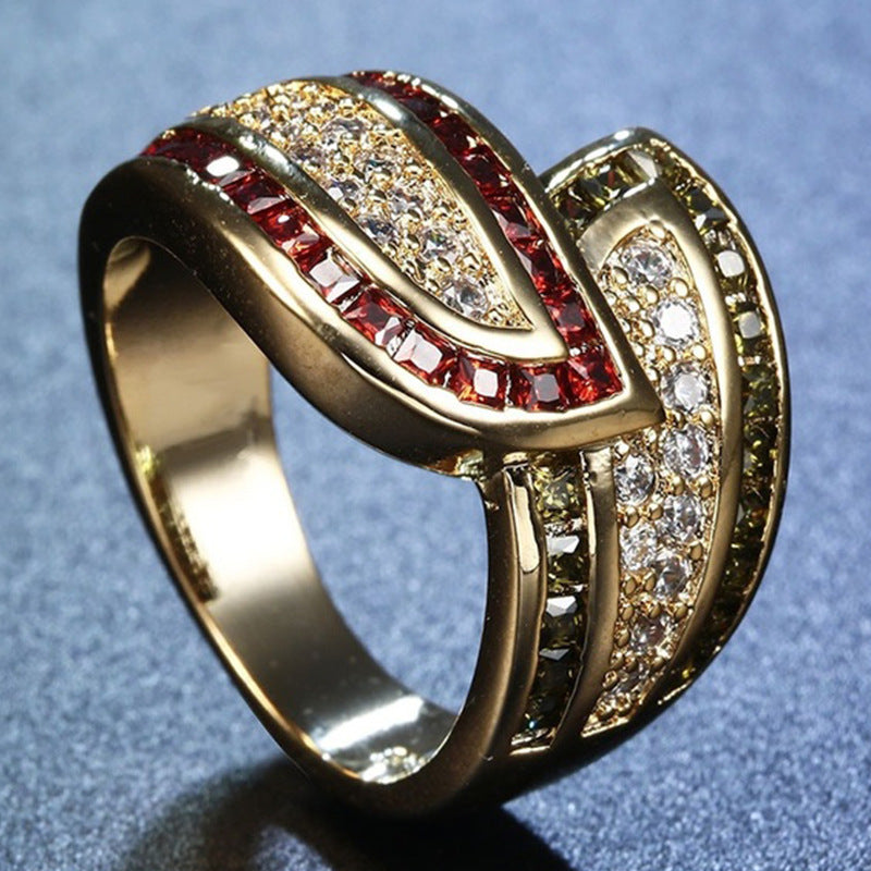 Olivine Garnet White Topaz Gemstone Popular Ring