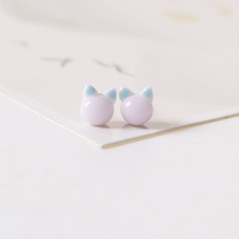 Ceramic Ear Sweet Design Cute Cat Earrings