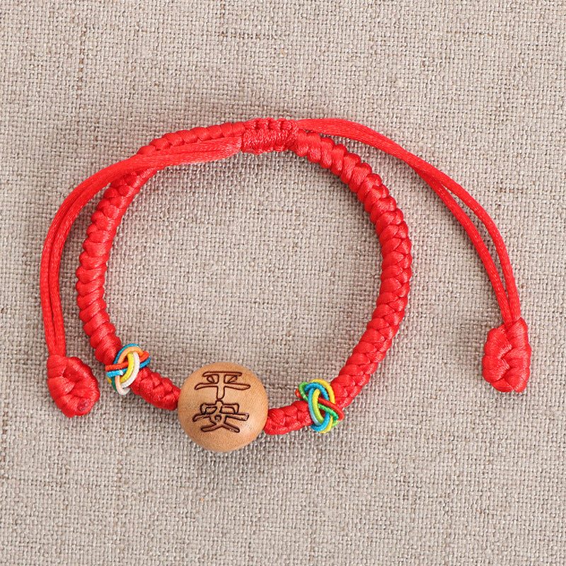 Dragon Boat Festival Supplies Free Regulation Red Rope Braid Peach Bracelet