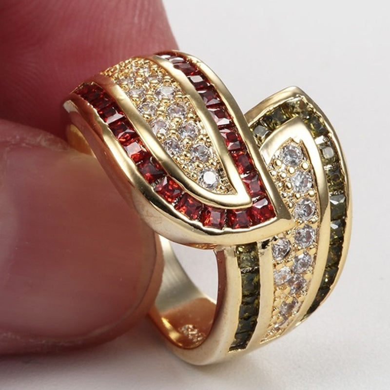 Olivine Garnet White Topaz Gemstone Popular Ring