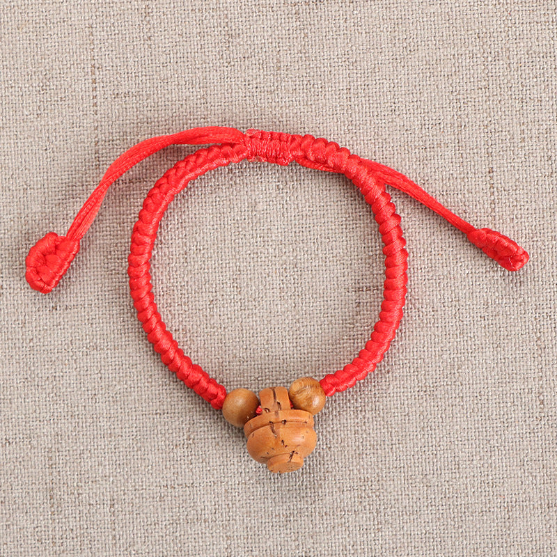 Dragon Boat Festival Supplies Free Regulation Red Rope Braid Peach Bracelet
