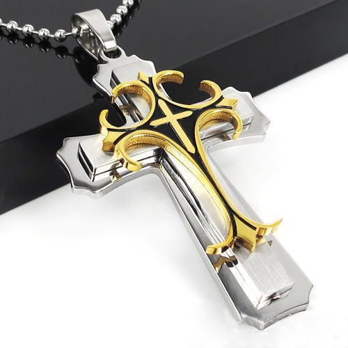 Men's Metal Cross Frame Chain Jewelry Pattern Necklaces