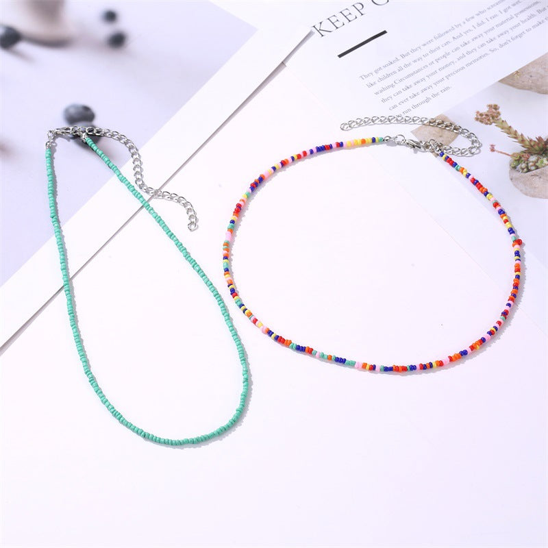 Colorful Small Beads Summer Beach Clavicle Necklaces