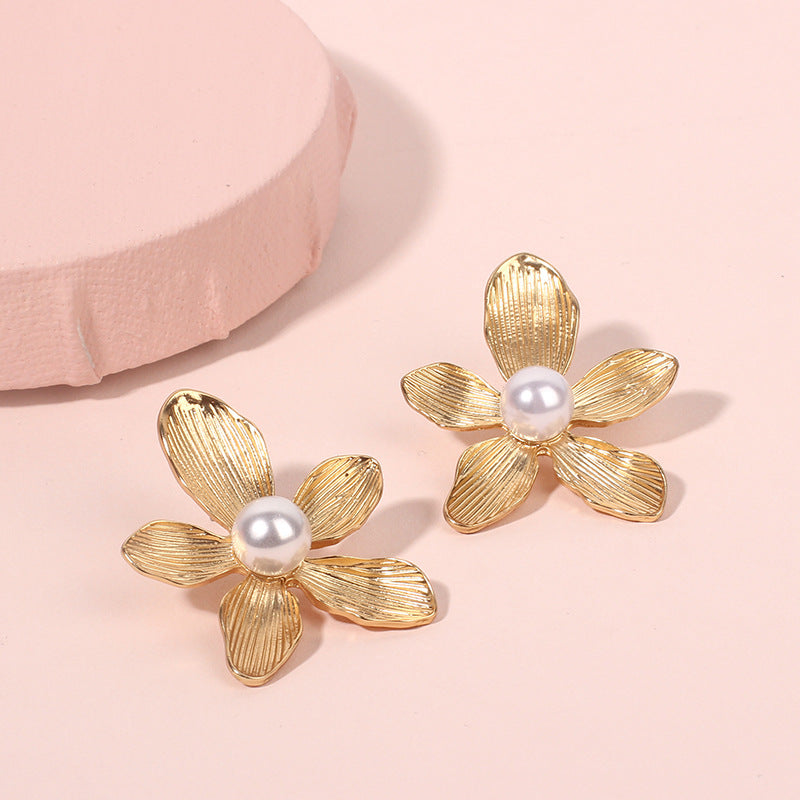 Source Style Flower Bohemian Popular Pearl Earrings