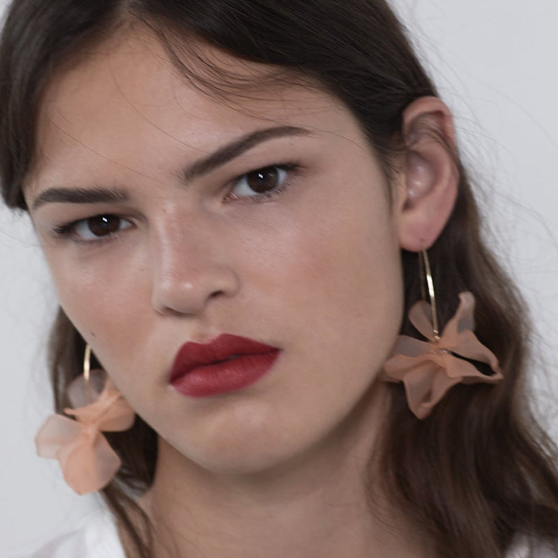 Fashion Creative Petal Eardrops Female Peach Heart Earrings