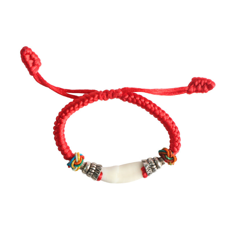 Dragon Boat Festival Supplies Free Regulation Red Rope Braid Peach Bracelet