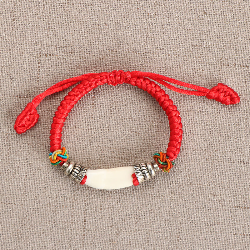 Dragon Boat Festival Supplies Free Regulation Red Rope Braid Peach Bracelet