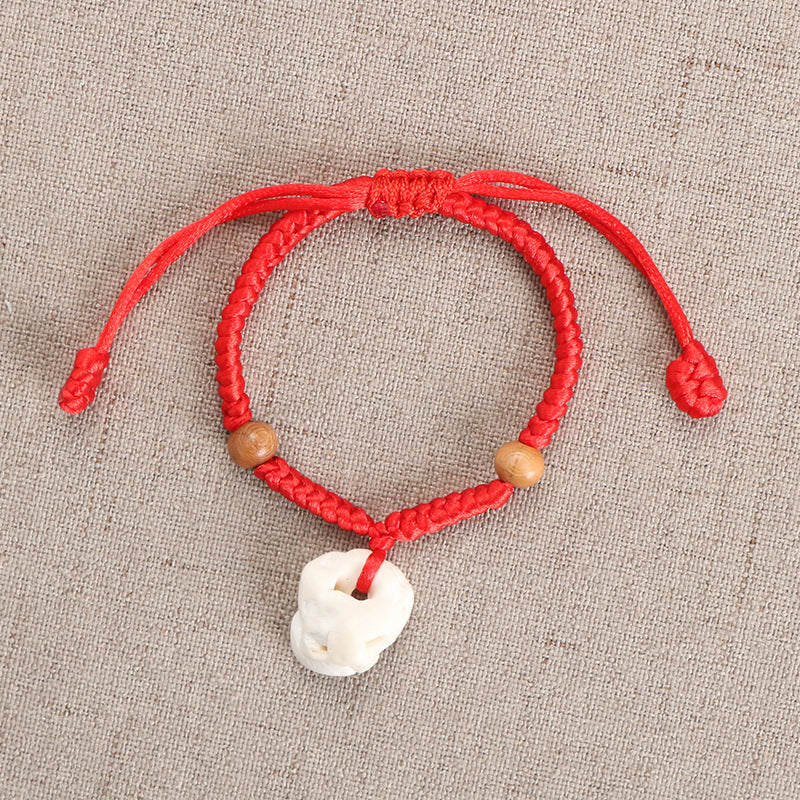 Dragon Boat Festival Supplies Free Regulation Red Rope Braid Peach Bracelet