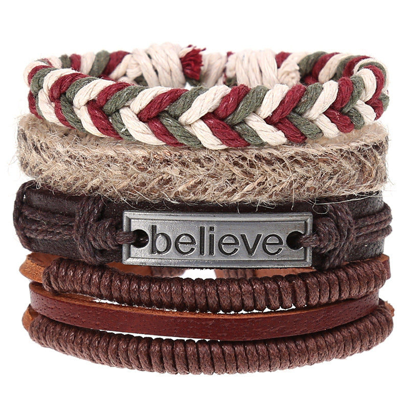 Combination Suit Leather Wrist String Popular Bracelets