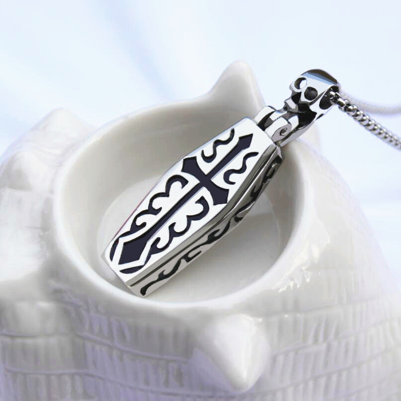 Men's Death Titanium Steel Domineering Coffin Cross Necklace