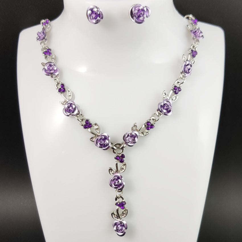 Bride Elegant Rose Alloy Formal Dress Necklaces