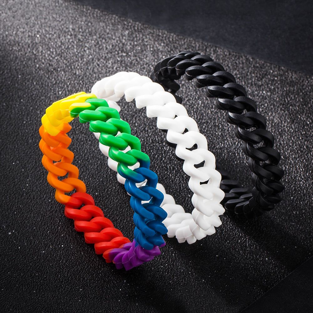 Twist Silicone Rubber Wristband Secondary Vulcanization Double Color Mixed Camouflage Bracelet