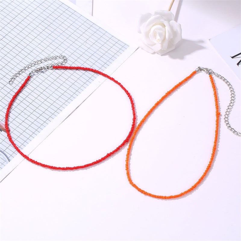 Colorful Small Beads Summer Beach Clavicle Necklaces