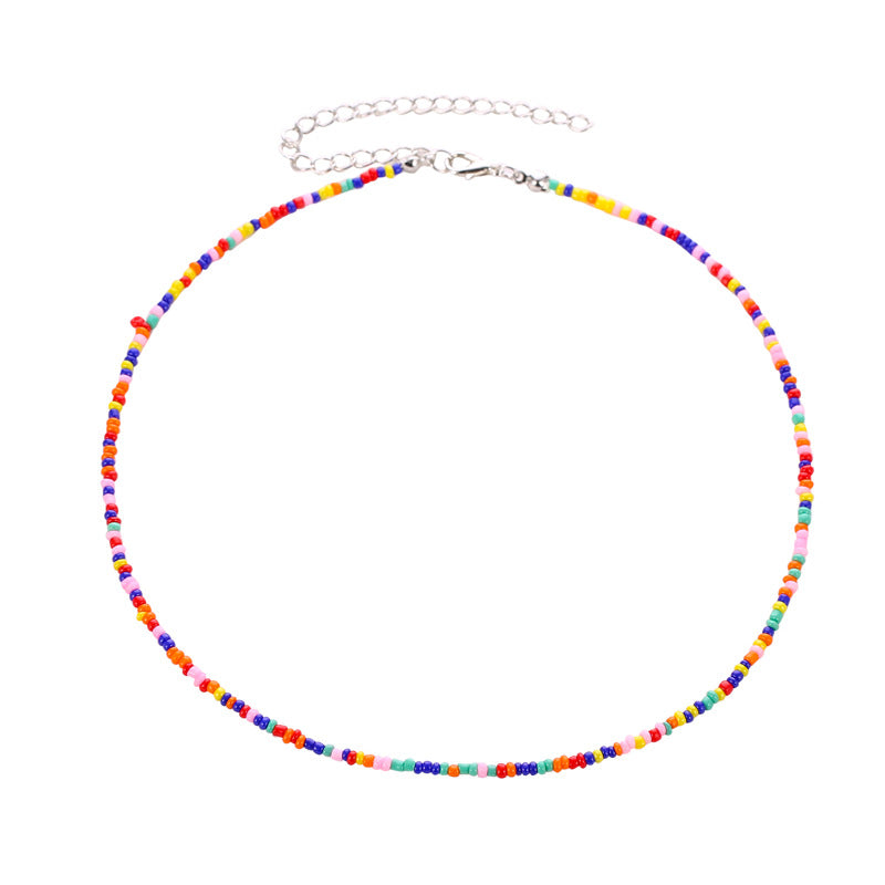 Colorful Small Beads Summer Beach Clavicle Necklaces