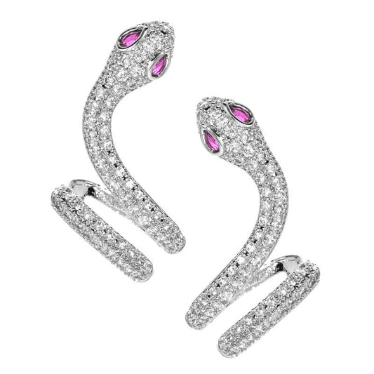 Personality Micro Inlaid Zircon Snake-shaped Ear Clip Female Sterling Earrings