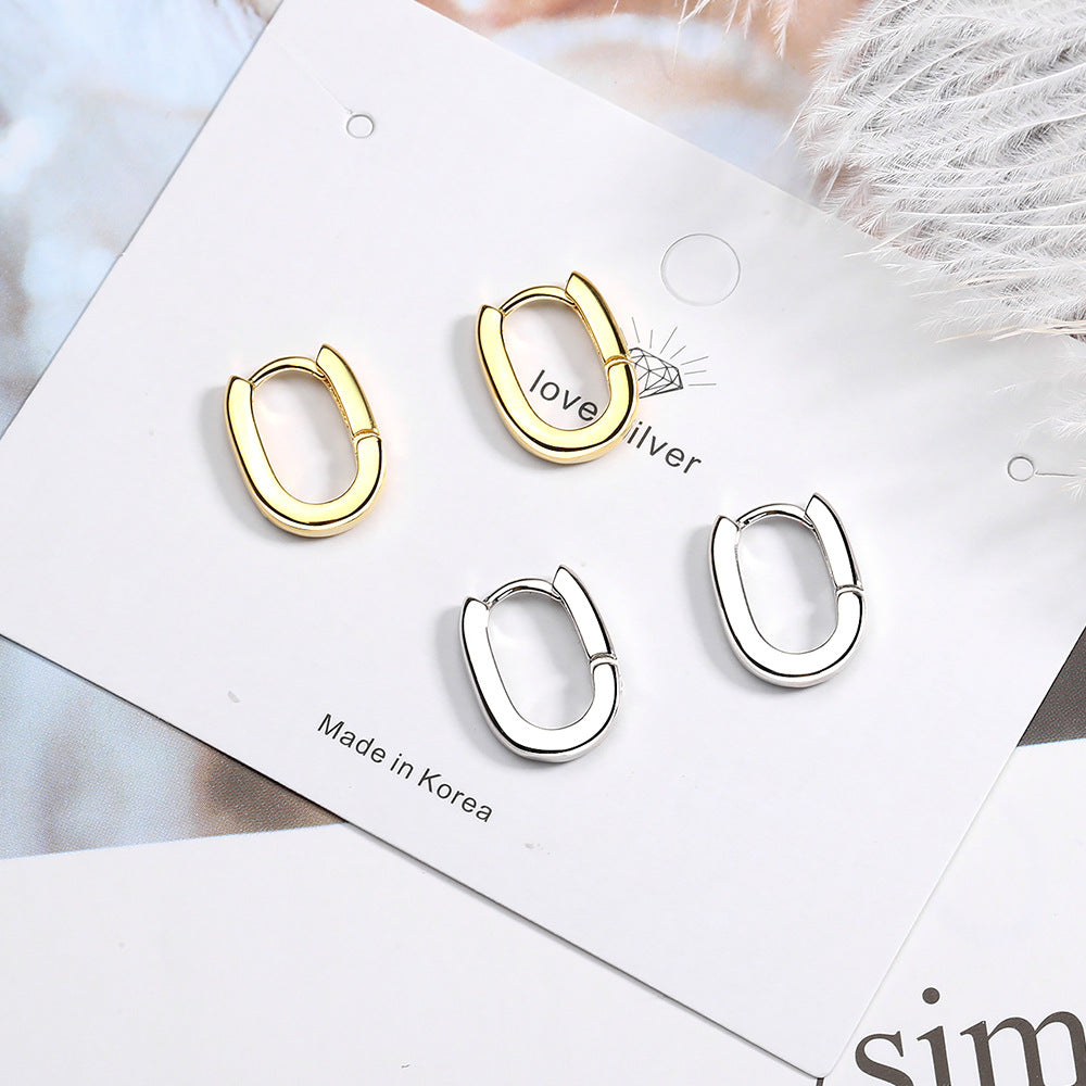 Women's Clip Korean Fashion Geometry Pattern Oval Simple Temperament Ear Buckle