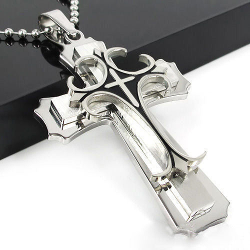 Men's Metal Cross Frame Chain Jewelry Pattern Necklaces