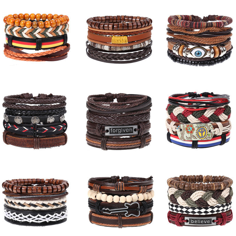 Combination Suit Leather Wrist String Popular Bracelets