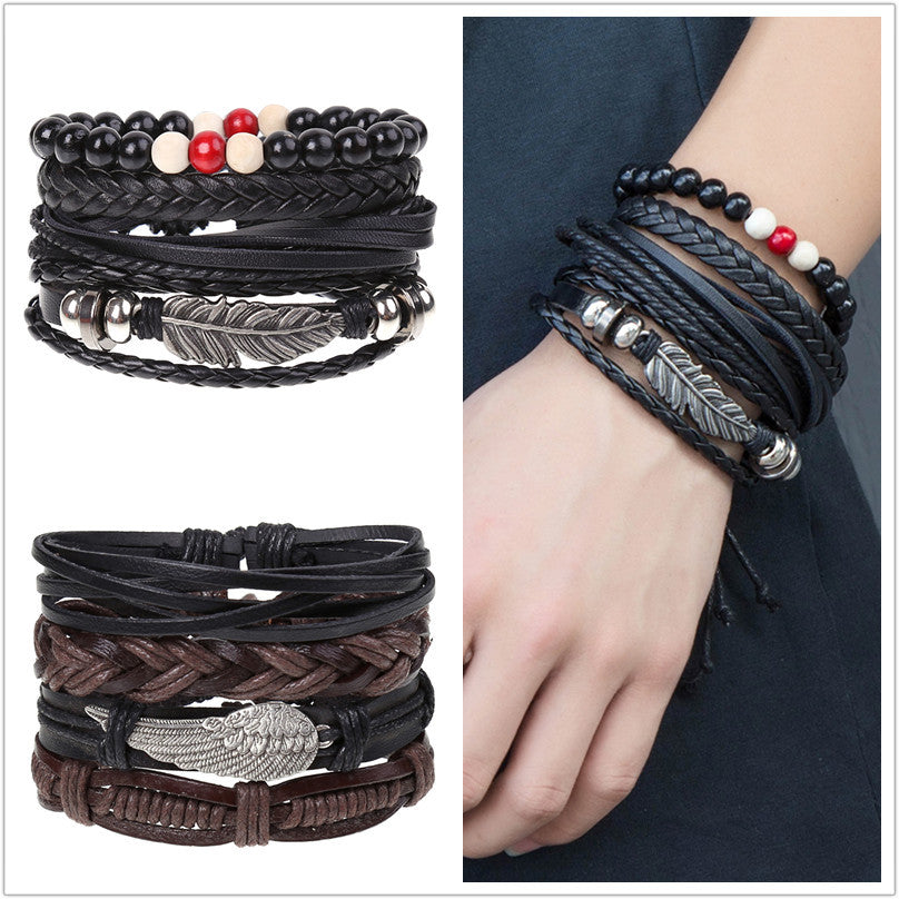 Combination Suit Leather Wrist String Popular Bracelets