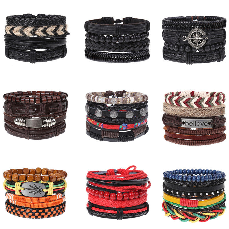 Combination Suit Leather Wrist String Popular Bracelets