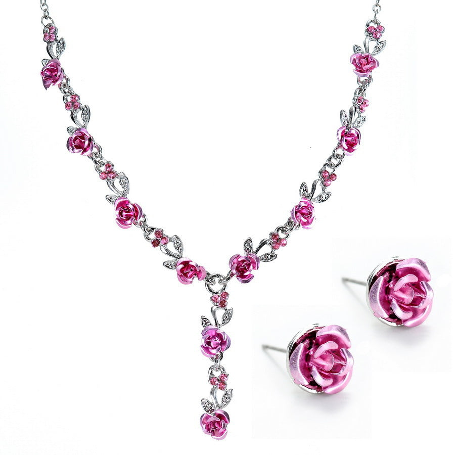 Bride Elegant Rose Alloy Formal Dress Necklaces