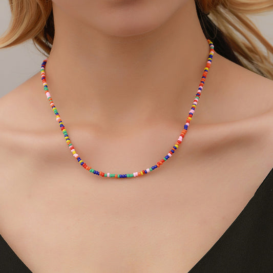 Colorful Small Beads Summer Beach Clavicle Necklaces